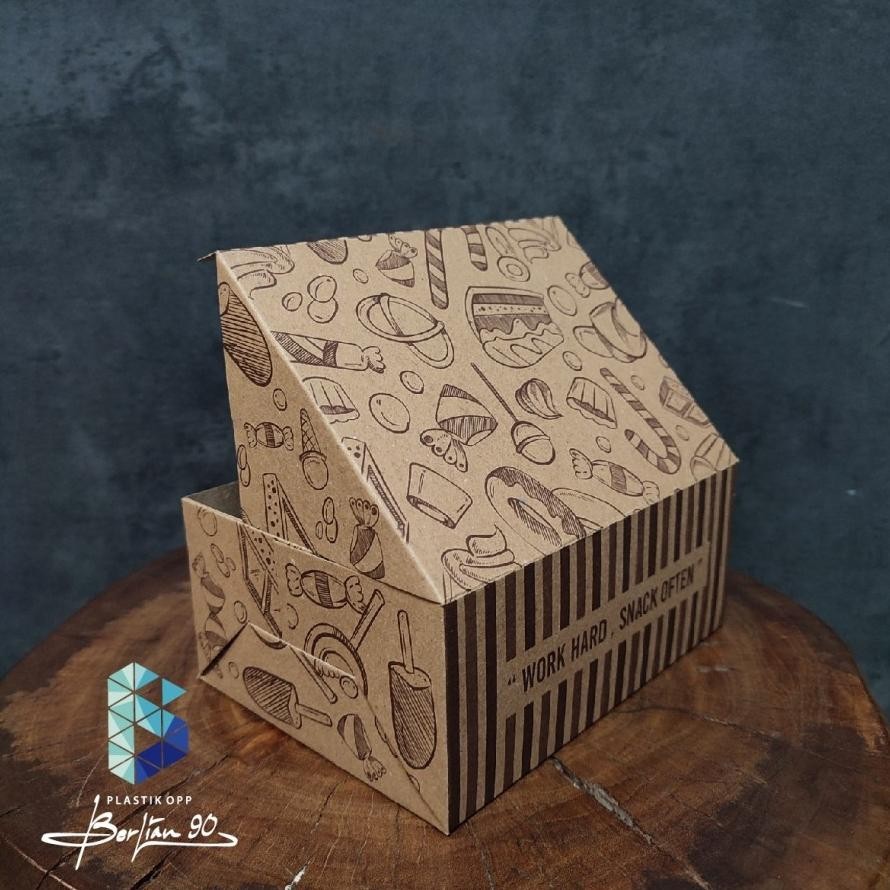 

LARIS Dus Kue 12 x 16 cm Motif Kraft / Kardus Snack Box isi 50 pcs / Dus Kertas Snack Kotak Box Catering Termurah / Dus Box Nasi Catering Motif SF564