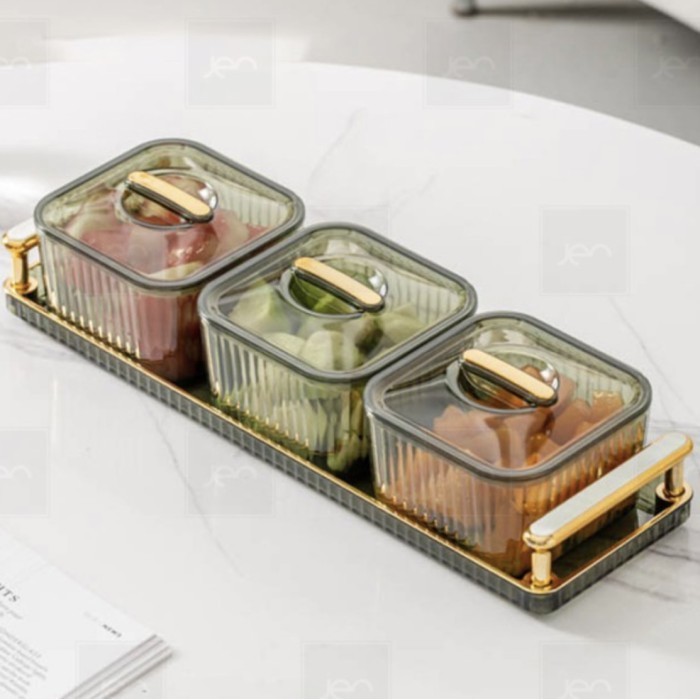 

Limited! Hampers lebaran toples kue kering snack cantik set premium tray korea - Set 3 green New