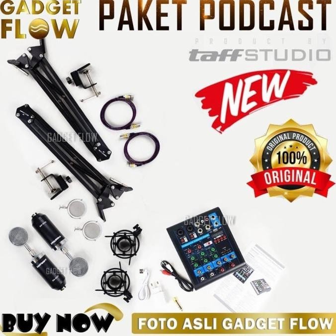 Paket Podcast Mic Microphone Bm8000 Bm 8000 Mixer Recording Karaoke