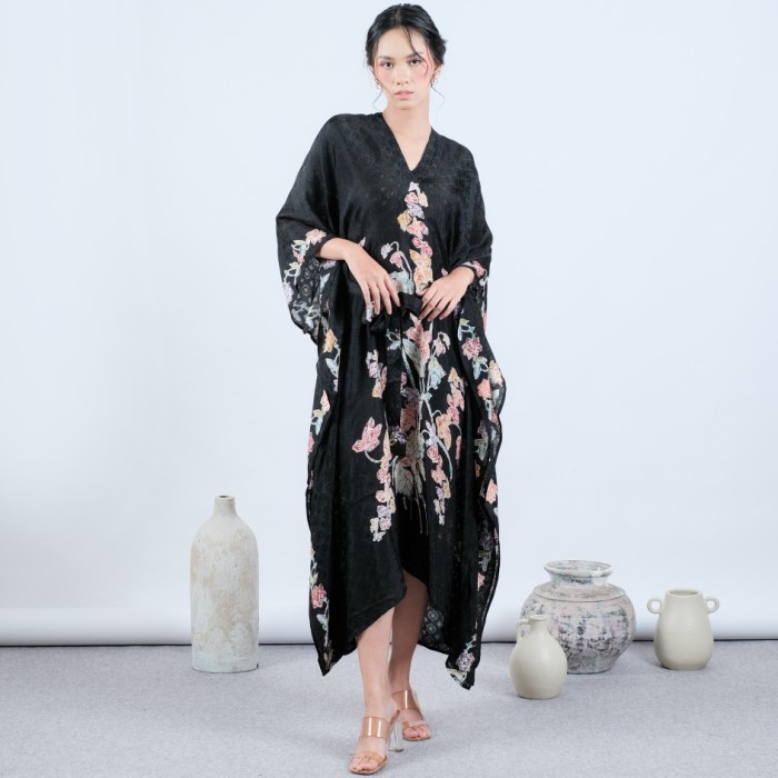 Promo Kaftan Batik Motif Encim Bahan Viscose Premium - Long Dress - Pink Murah Premium Kekinian 2024