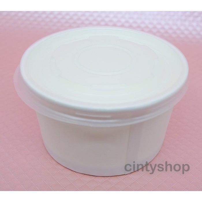 Paper Bowl Polos Kecil 360 Ml Dengan Tutup Isi 50 Pcs