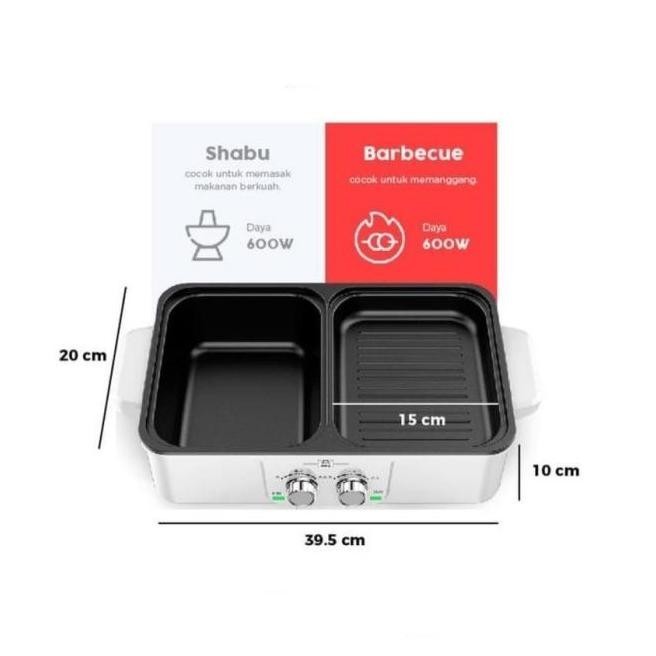 Best Seller Panci Hotpot Kotak Knop Bulat Bbq 3In1 Listrik Gl119 Gracellaeve