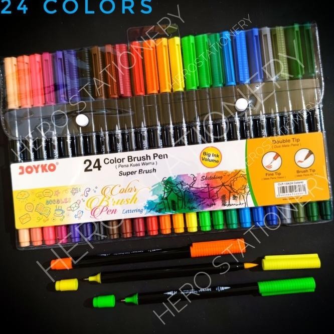 

Super Color Brush Pen Joyko Dual Tip Jumbo Set 24 Warna Clp-13A |Murah