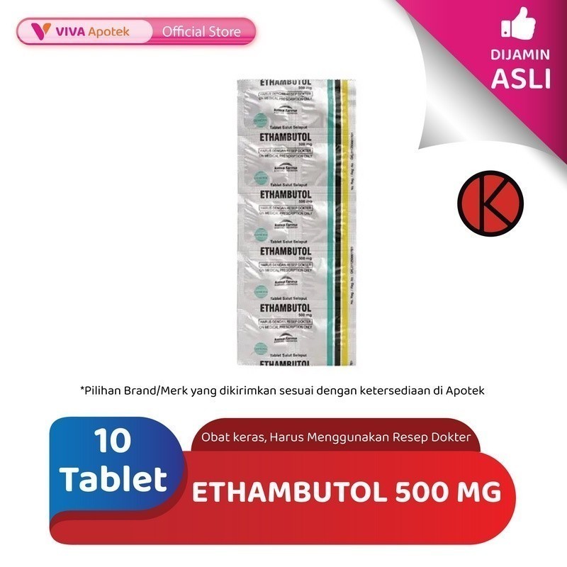 Ethambutol 500 mg / Tuberkulosis / TBC / Antibiotik (10 Tablet)