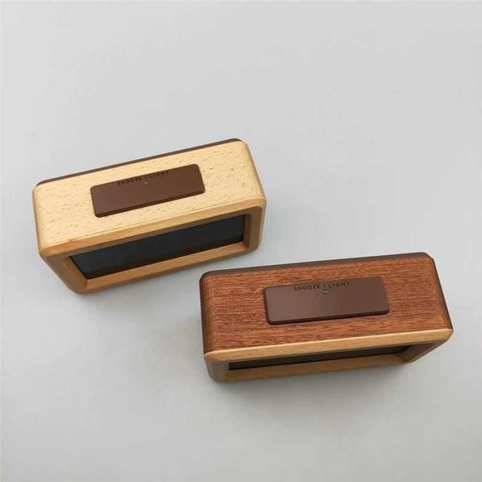 JAM DIGITAL LED KAYU WOODEN ALARM CLOCK TEMPERATURE - G397679