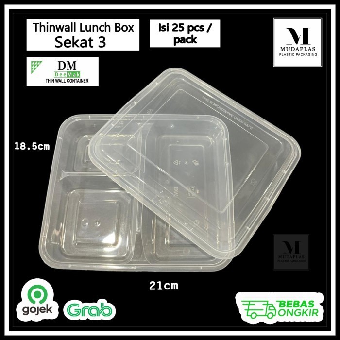 

#####] Thinwall Sekat 3 Lunch Box Bento DM