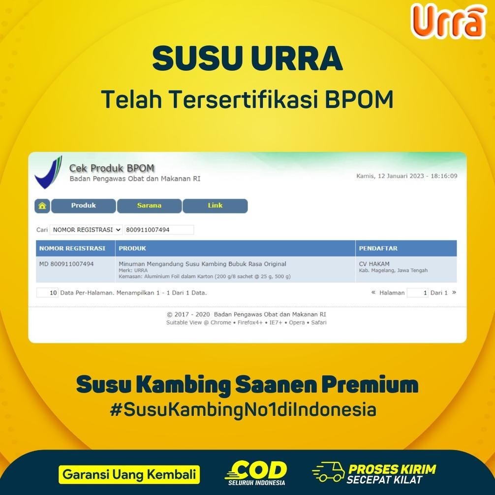 

Big Sale Susu Urra - Susu Penambah Berat Dan Tinggi Badan Anak | Susu Kambing Saneen Premium | Rasa Original 200Gr Halal Bpom Original