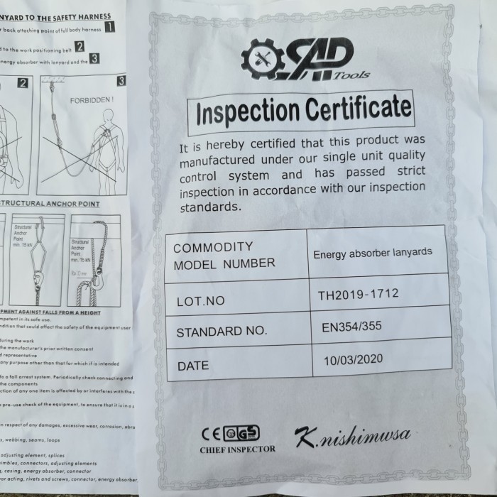 

Absorber Lanyard Body Harness Double 2 Big Hook