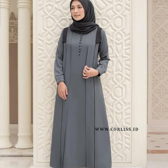 Trendy Promo Ramadhan | Gamis Modern 2020 Nibras Nb 195 Army Grey Du P Q Ig830 Baju Shiya Dress Ter BisaCod