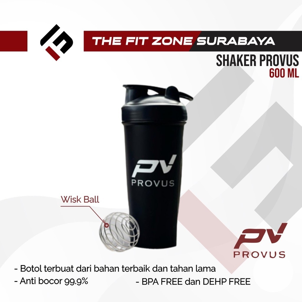 PROVUS Original Shaker 600 Ml Botol Minum Gym Bebas BPA