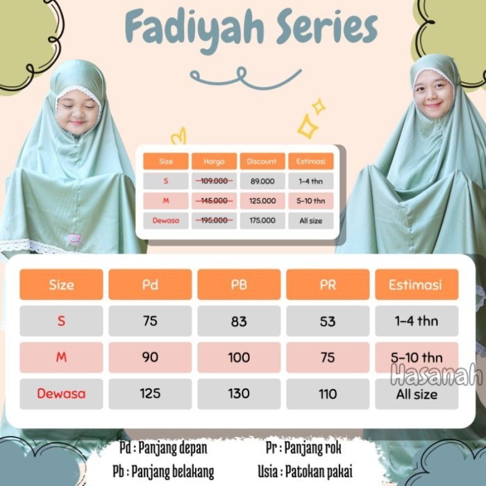 promo Mukena anak Fadiyah Series hasanah mukena set
