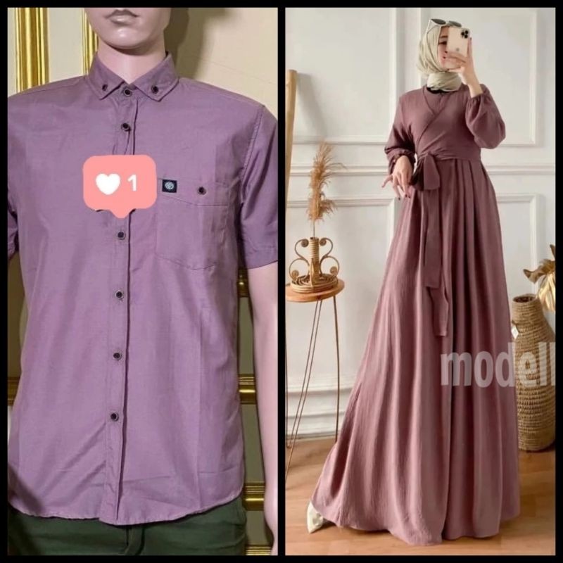 ALESHA COUPLE / GAMIS DRESS BAJU KEMEJA KOKO KURTA LEBARAN COUPLE PASANGAN AYAH IBU SUAMI ISTRI JUMB