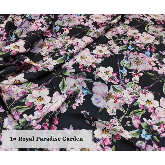 

Terlaris Kain Print Bunga Sutra / Woolpeach - Royal Paradise Garden (Per 0,5) Limited Edition