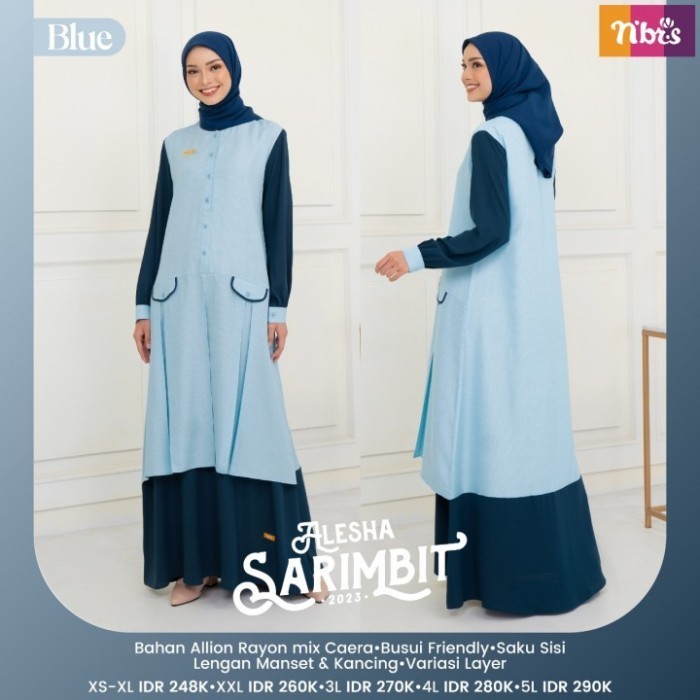 promo SARIMBIT NIBRAS ALESHA BLUE 2023, Couple Keluarga, koko & gamis
