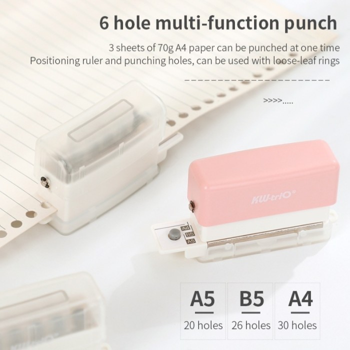 

Pembolong Kertas 6 Lubang Hole Puncher R Punch Loose Leaf A5 A4 B5