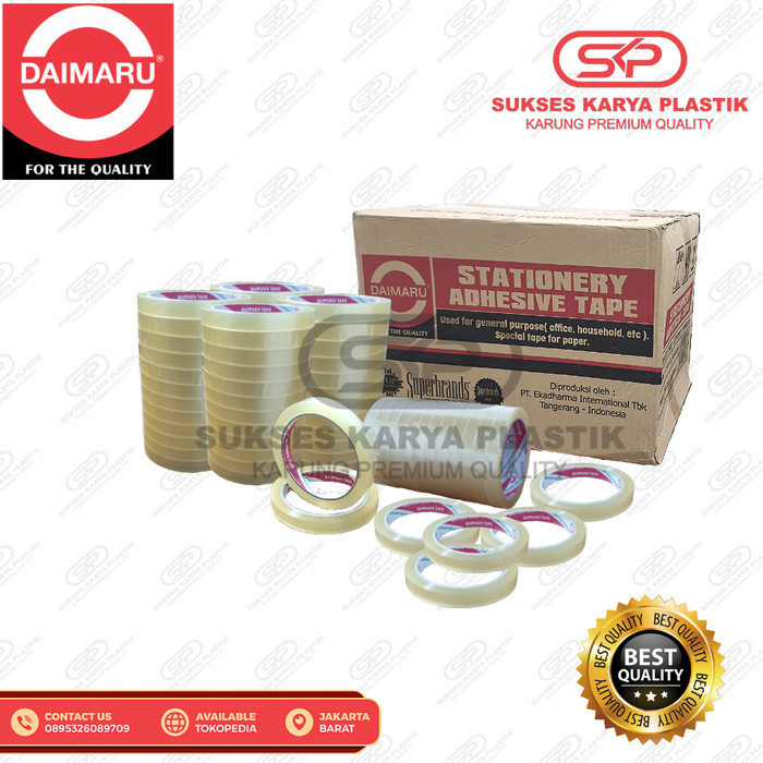 

Selotip / Selotape 1/2 Inch 72 Yard (1 Slop) Merk Daimaru Warna Bening