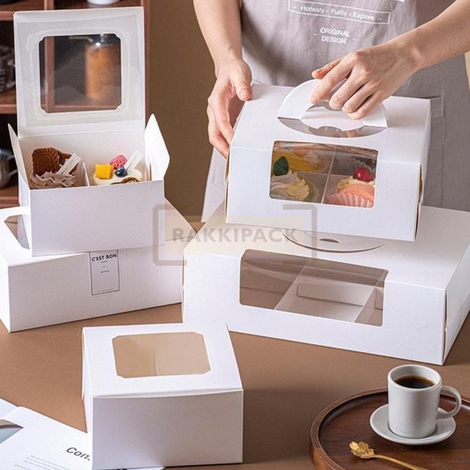 ] Window box sekat dessert cake mini handle karton