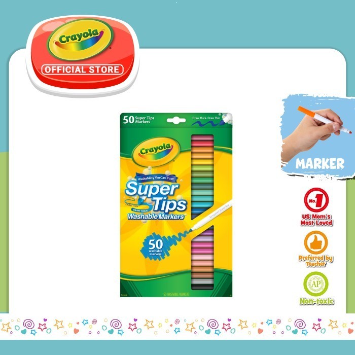 

Spidol Warna Crayola 50 Colors Tips Washable Marker