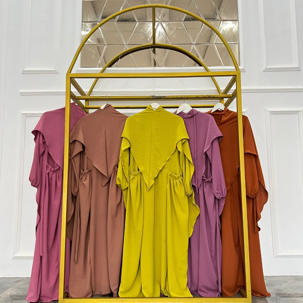 NEW PREMIUM DAILY HIJAB Gamis Muslim Polos Zahra Set Hijab Bergo Syar'i Hamidah Dress Wanita Bahan