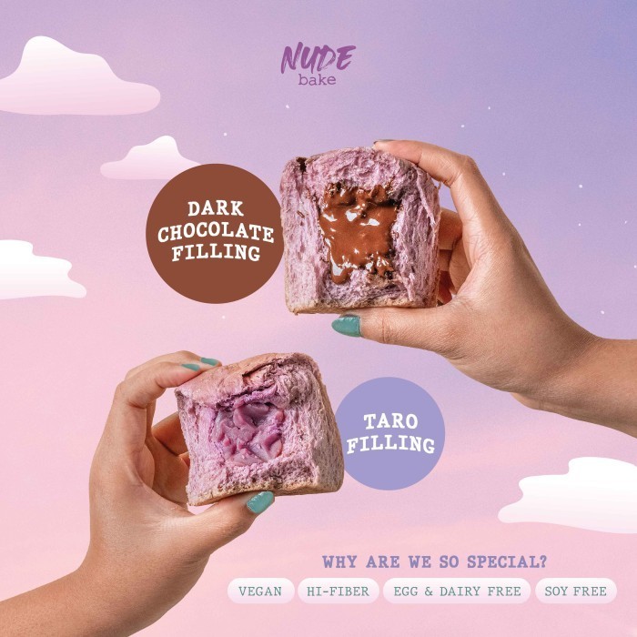 

MURAH NUDE BAKE Vegan Ube Sobek Melt Dark Choco x Taro - Healthy Bread