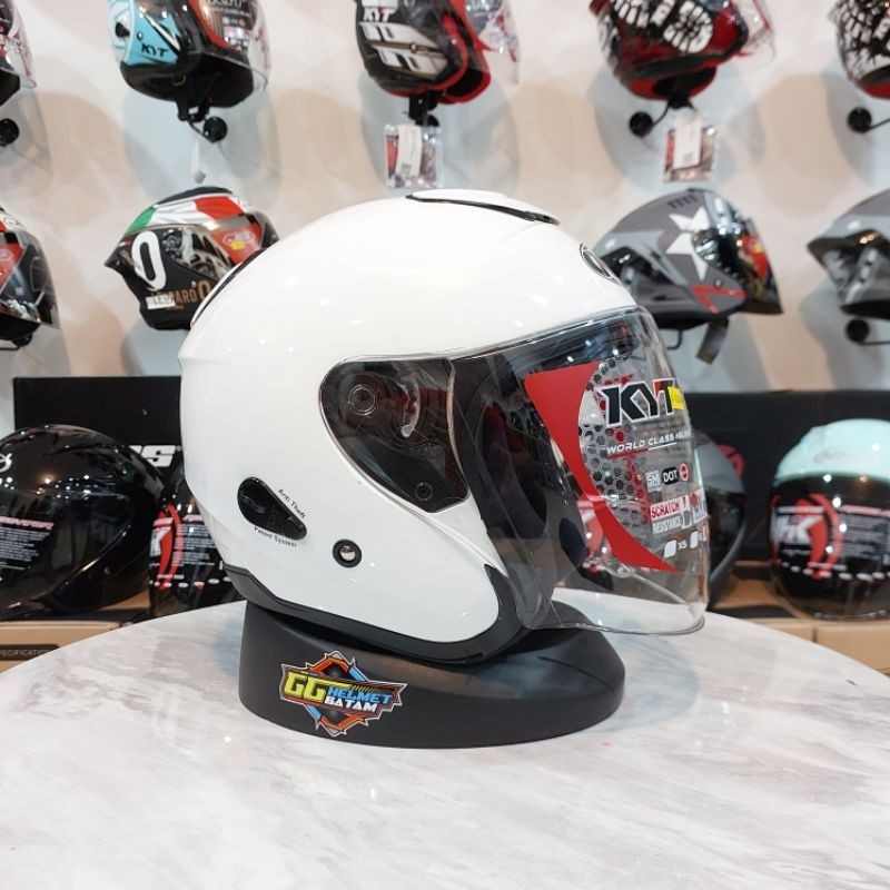 Helm KYT Kyoto White Solid / KYT Kyoto Putih / Original