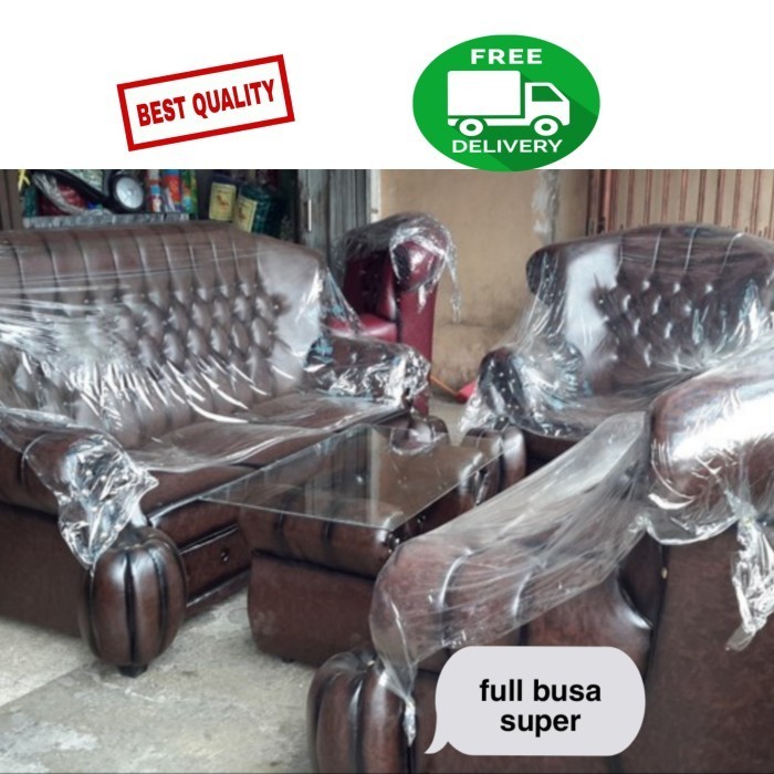 kursi tamu / sofa ruang tamu jaguar hitam 1 set