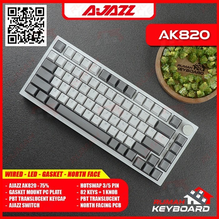 Mechanical Keyboard - Ajazz Ak820 - 75% - Dual Tone - Gasket - Hotwsap