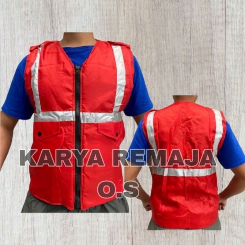 Rompi Murah premium MERAH Parasut Rompi ojek Rompi Parkir Rompi safety Skotlet Parasut