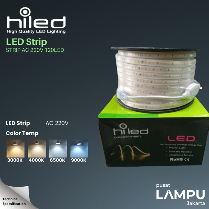 Hiled Led Selang Led Strip 220Volt 1 Roll 50M 220V 120Led/M 7Watt/M