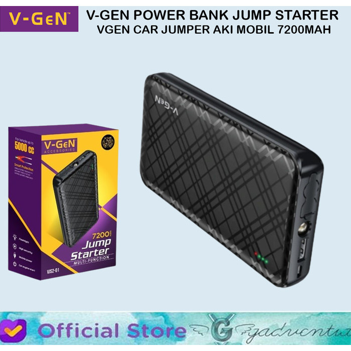 V-Gen Power Bank Jump Starter 7200Mah - Vgen Car Jumper Aki Mobil