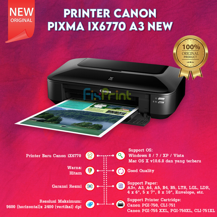 Printer Canon Pixma Ix6770 Ix 6770 Ix-6770 Print A3 Garansi Resmi