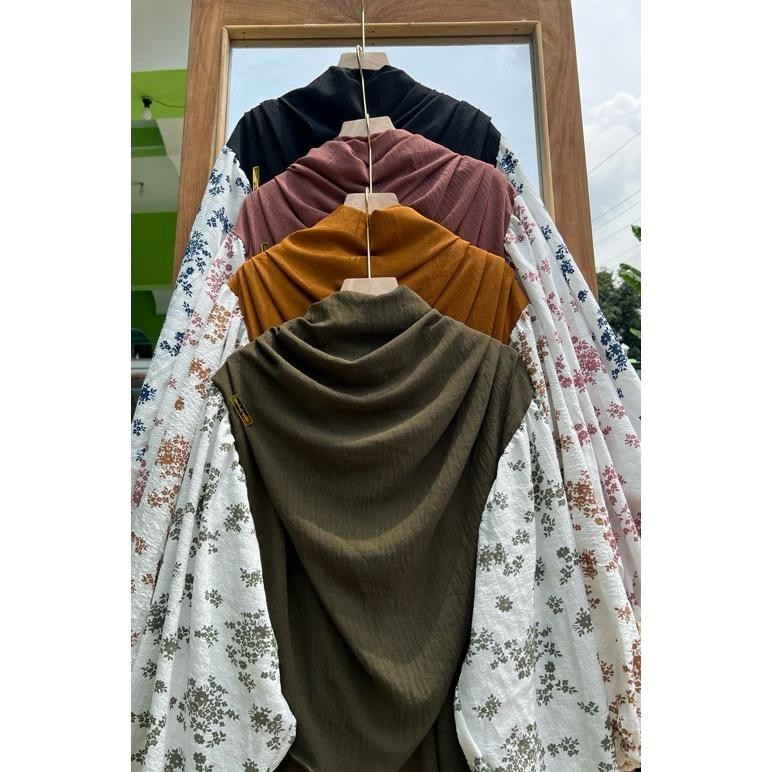 Mega Sale Alesha-Amena Gamis Motif Set Hijab SyarI Pasmina Oval Wanita Bahan Crinkle Motip Premium G