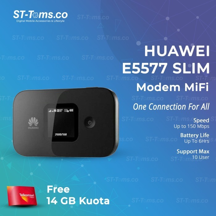 Huawei E5577 Slim Mifi 4G Unlock Bundling Telkomsel 14Gb