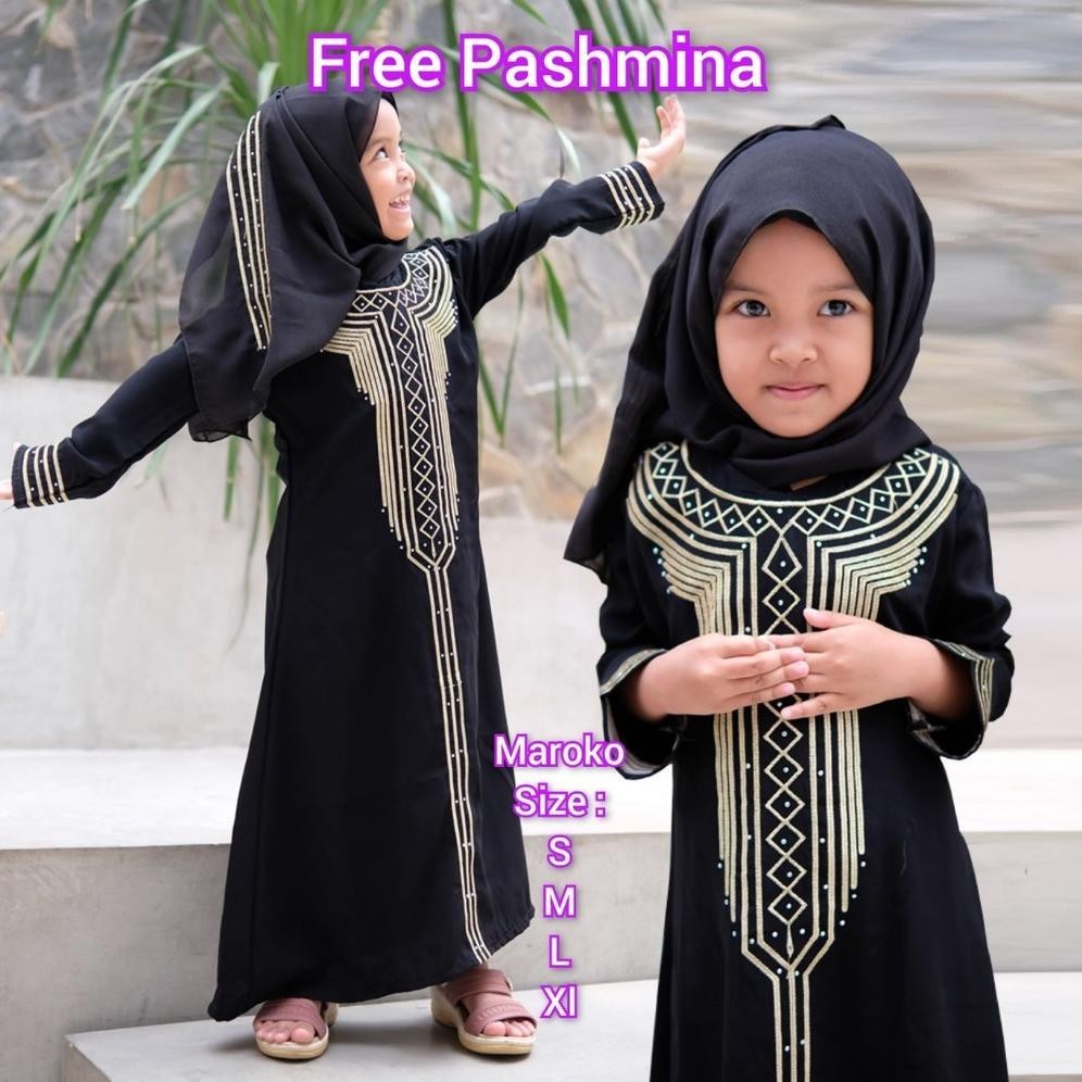 READYY STOCK >>> BAJU SETELAN GAMIS ABAYA MUSLIM ANAK PEREMPUAN HITAM TANGGUNG UNTUK ANAK 8TH 12 TAH