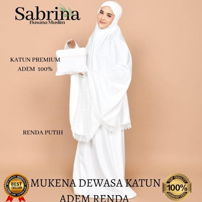 Trend Mukena Dewasa/Remaja Putih Renda Premium Katun Adem Original