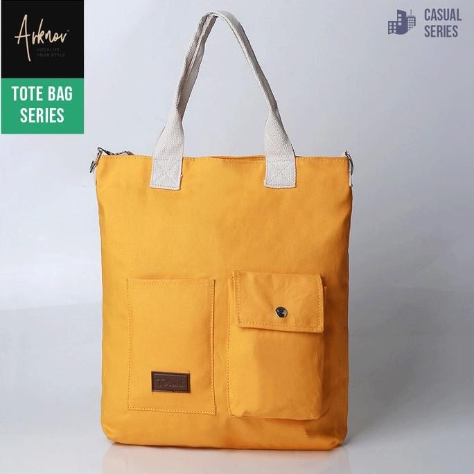 Tas Tote Shopping Bag Wanita Premium Kanvas Warna Kuning Bukan Pamole