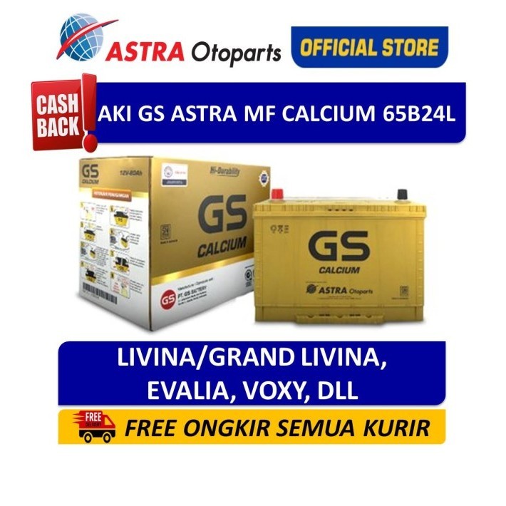 Aki Gs Astra Calcium 65B24L Mobil Livina, Grand Livina, Evalia, Dll