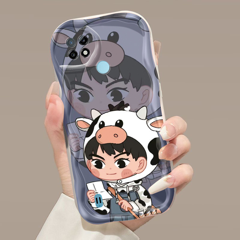 Casing Hp Realme C21 Case Casing ponsel imut HP kartun sapi Softcase perempuan pecinta Dengan Anti D
