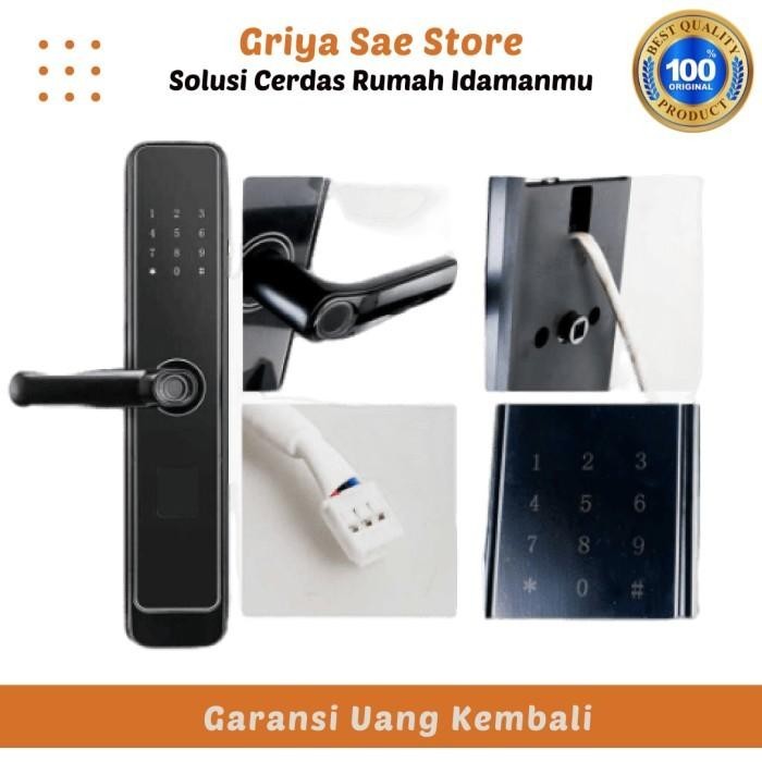 HANDLE PINTU RUMAH HITAM KUNCI SIDIK JARI SMART DOOR LOCK FINGERPRINT