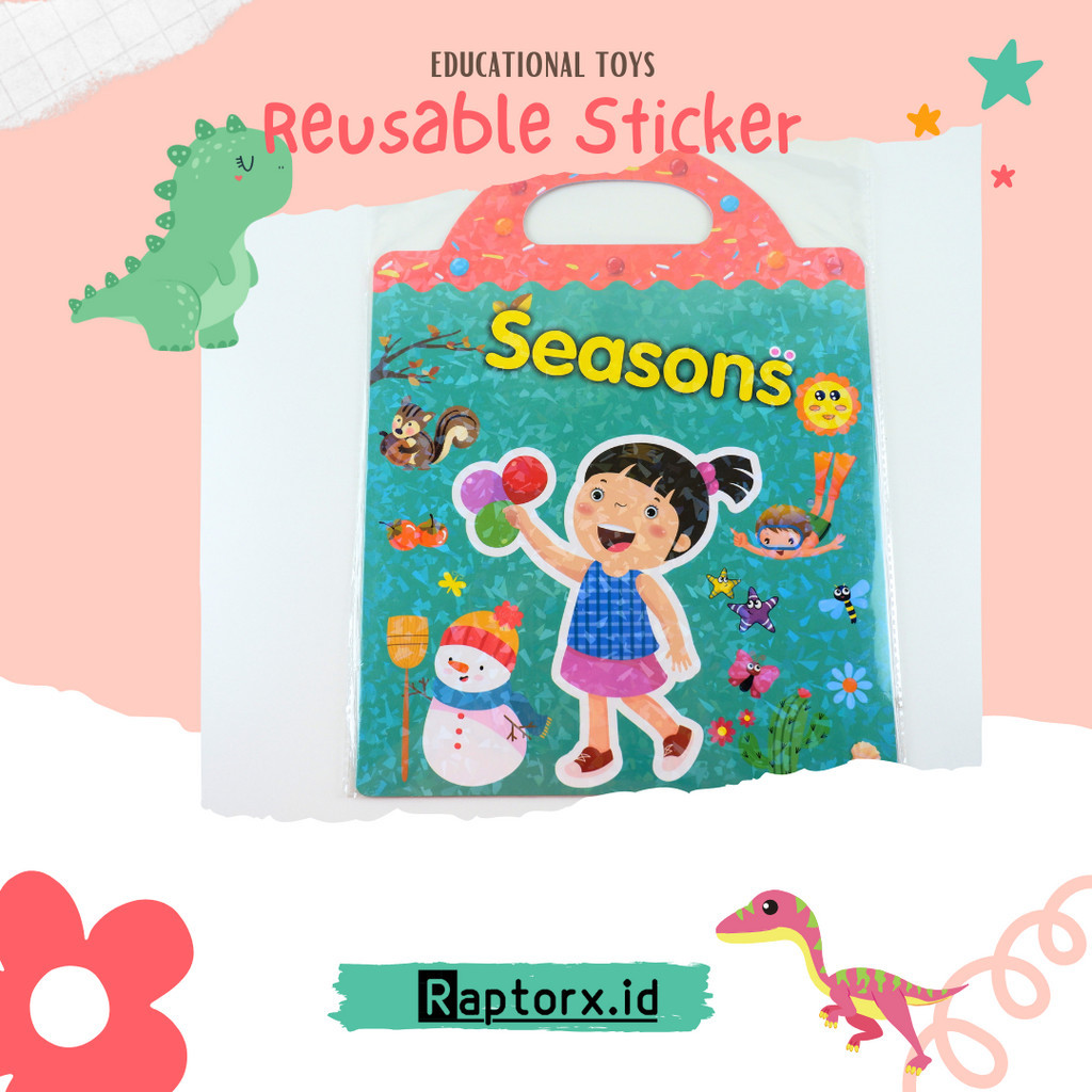 Sticker Book Reusable Buku Stiker Bisa Dilepas Pasang Mainan Edukasi Montesori - Seasons