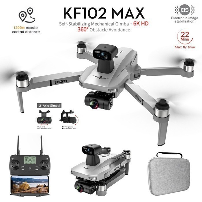 KF102 MAX DRONE GPS 5G WIFI HD Dual Camera-2 AXIS Gimbal 2 Baterai