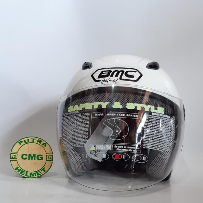 HELM BMC MILAN PUTIH WHITE SOLID