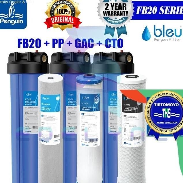 Berkualitas| Paket 3 PBF 20" ( PP + CTO + GAC ) Filter Penguin Air Sumur