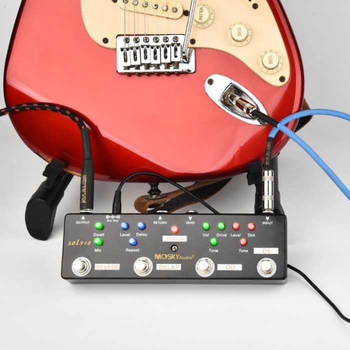 Mosky Sol918 Multi Effect Pedal Efek Gitar 5-In-1 Reverb Pedal Loop