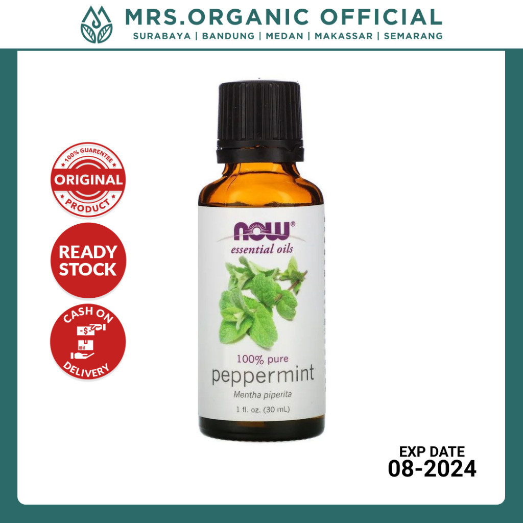 NOW Essential Oil Peppermint 30ml - Essentials Esential Oils Aromatherapy Ruangan Diffuser Flu and C
