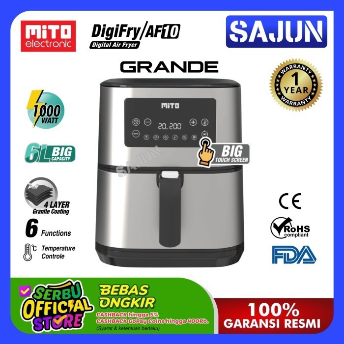 Mito Digital Air Fryer Grande Digifry Af10 Deep Fryer 6 Liter Grande