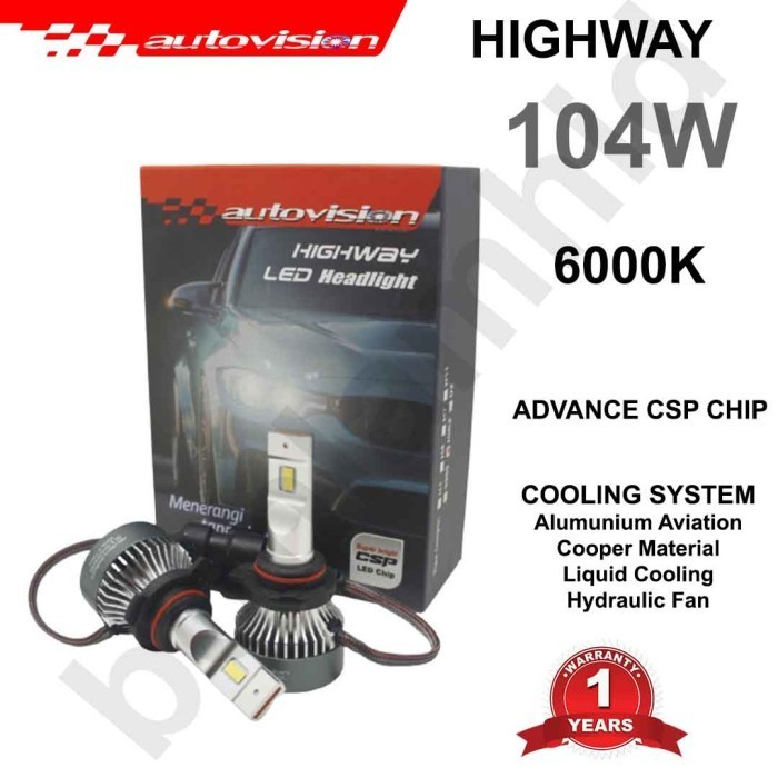 Lampu Mobil Led Hir2 9012 52W Autovision Highway Putih Garansi 1 Tahun
