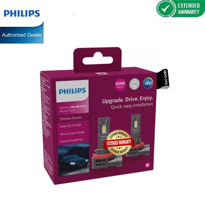 Philips Ultinon Access Led H8 H9 H16 6000K Bohlam Lampu Mobil Putih