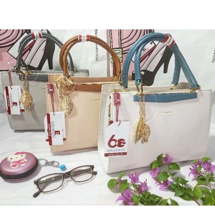 tas wanita kombinasi merk elizabeth original/tas handle bag kekinian