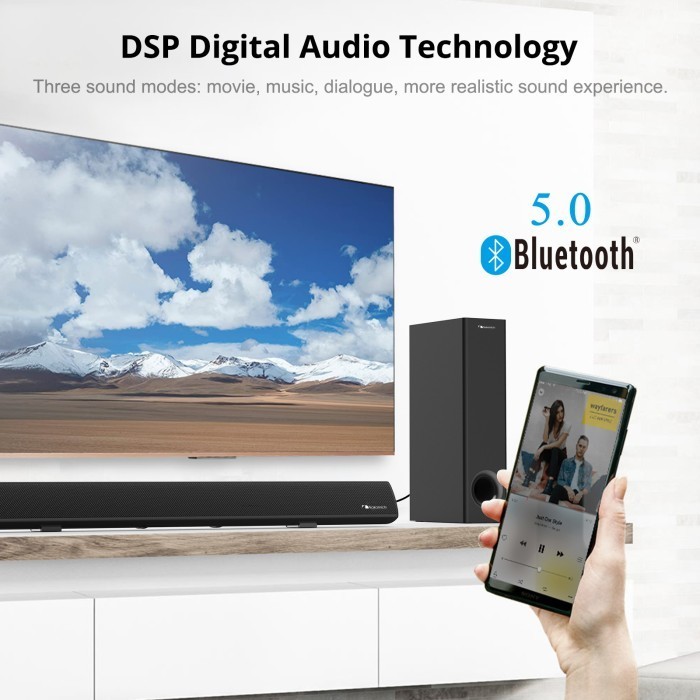 Nakamichi Soundstation 8W 2.1Ch Speaker Bluetooth Amplifier Soundbar